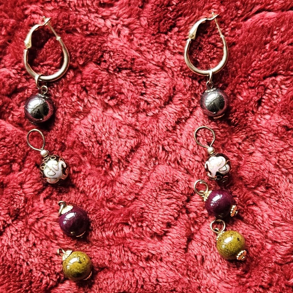 Dangle Earrings with interchangeable hanging balls
